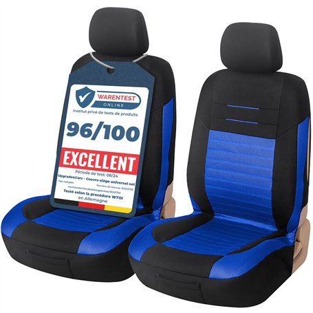 upgrade4cars Housses de Siège de Voiture Avant Universelle Noir Bleu | Housse de Sieges Auto Universel pour Conducteur et Passag