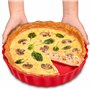 Praknu Plat à Tarte en Céramique - ø 28 cm - Avec Revêtement Anti-adhésif - Résistant aux Coupures - Facile à Nettoyer