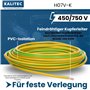 Kalitec Câble H07V-K 16 mm² Vert/Jaune 2 m - Câble de Terre Flexible - Conducteur de Protection - Toron Simple en PVC - Câblage 