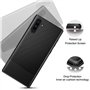 AVANA Coque de protection pour Galaxy Note 10 - Slim Fit - Noir - En silicone TPU souple - Anti-rayures - Fibre de carbone - Pou