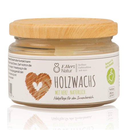 Cire de bois incolore - satinée - 250 ml - Cire pour meubles en verre - Pour surfaces en bois en intérieur - Fabriquée en Allema