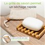 Greenable ® Porte-Savon & 2 Sachets de Savon - Égouttoir en bambou avec effet de séchage rapide - Sachet en sisal avec effet exf