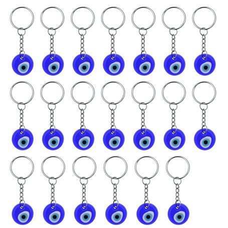 EMSea 20 PCS Turc Bleu Mauvais Œil Porte-clés Artisanat Porte-clés en Verre avec Porte-clés Suspendu Ornement Charmes Pendentifs