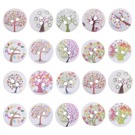 VGOL 200pcs Boutons en Bois Avec Motif d'Arbre Mélangé - Décoratifs Multicolores - Accessoires de Bricolage pour Couture