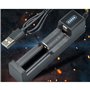 Lrtzizy Chargeur de Batterie Rechargeable Universel à Chargement USB 1 Slot Chargeur de Batterie au Lithium pour 18650 26650 145