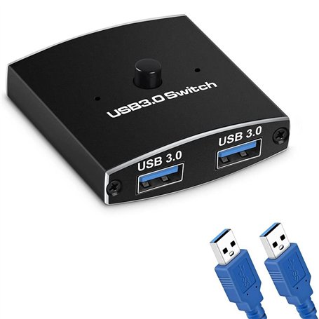 JIVIMOCO Sélecteur de commutateur USB 3.0 Commutateur KVM 5 Gbps 2 en 1 Sortie Commutateur USB 3.0 Compartiment Bidirectionnel p