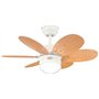 78673 Ventilateur de plafond d'intérieur à six pales et une lampe Turbo II de 76 cm, finition en blanc avec verre opale dépoli