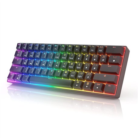 GK61 Clavier de jeu mécanique – 61 touches RVB rétroéclairé LED pour PC/Mac Gamer