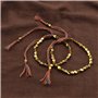 eMagTech 6pcs Tibétain Cuivre Perles Bracelets Bouddhiste Chanceux Bracelet Main Tressé Corde Réglable Bonne Chance Amulette Bij