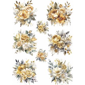 Papier de riz pour bouquet doré