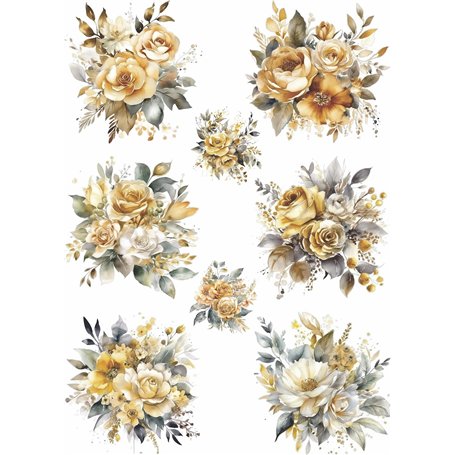 Papier de riz pour bouquet doré