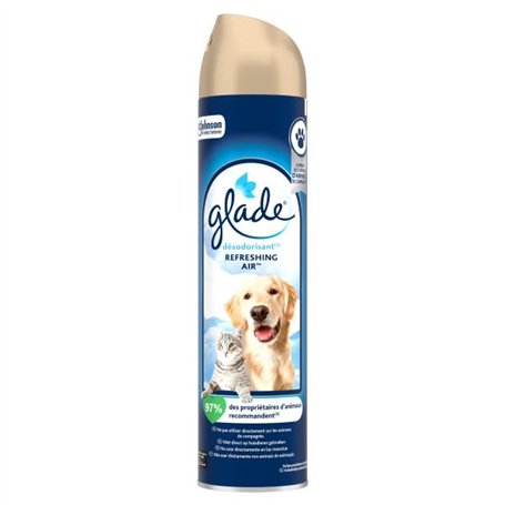 Glade Aérosol Refreshing Air - Combat Les Odeurs d'Animaux De Compagnie - Infusé Aux Huiles Essentielles - 1 Aérosol - 300ml