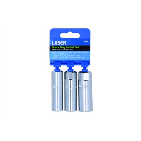 Laser 7295 Jeu de douilles de bougie d'allumage à paroi mince 3/8 « D 3pc