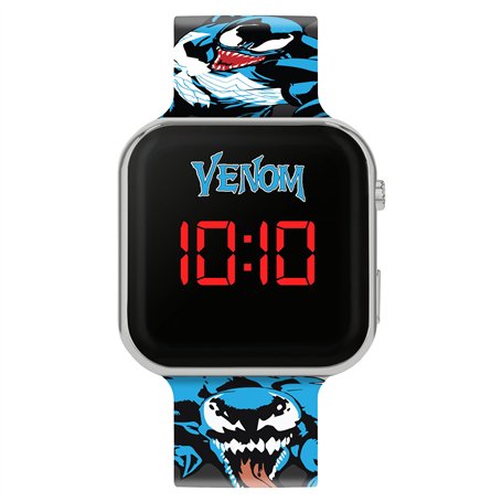 Disney Venom VEN4001 Montre LED pour enfant avec bracelet en silicone Noir moderne