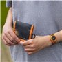 Tikkers Montre à quartz analogique pour garçon avec collier et portefeuille Noir/orange, Noir/orange, Sportif
