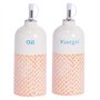 Nicola Spring Bouteilles de Distributeur de vinaigre/Huile en Porcelaine - Impression Orange/Bleu - 500 ML - Ensemble de 2