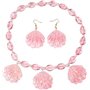 TRIXES Ensemble de Bijoux Coquillage Rose 2PC – Ensemble Collier et Boucles d'Oreilles Coquillage Paillettes – Accessoire de Dég
