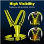 TRIXES Gilet Haute visibilité réglable Unisexe à LED - Harnais de sécurité réfléchissant - Jaune Fluo