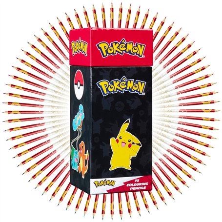 Pokemon Set Coloriage de 72 Crayons de Couleur Fournitures Scolaires Dessin Enfant Boîte de Rangement Pikachu Cadeau Fille et Ga