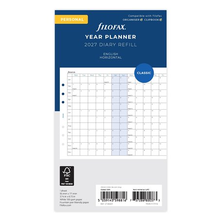 Filofax Agenda annuel horizontal personnel 2027