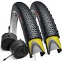 Fincci Gravel Pneus 700 x 38c avec Protection Anti Crevaison 1mm - Paire Pliable Tire 28 x 1.5 Pouces avec 2x Chambre a Air Pres
