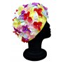 Blue Reef Leo Floral Bonnet de bain classique rétro 3D pour femme Multicolore Jaune Rose Violet Bleu Blanc Rouge Taille unique