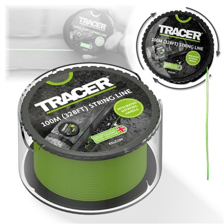 Tracer Corde de Construction Anti-nœuds Haute visibilité sur Bobine rotative avec poignée intégrée Vert 100 m