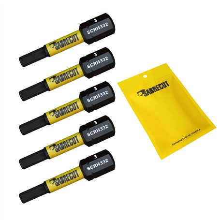 5 x SabreCut SCRH332_5 Jeu d'embouts de tournevis à percussion magnétique hexagonaux H3 32 mm à extrémité unique robuste compati