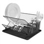 simplywire - Égouttoir Pliable - Égouttoir à Assiettes avec Porte-Couverts - Acier Enduit de Poudre Noire