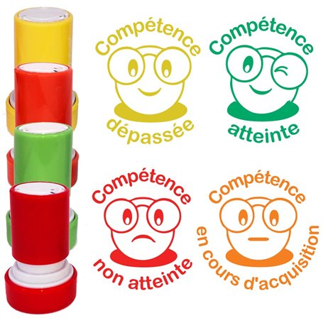 Education Enchantée Lot de Tampons Enseignants de Compétence Auto-Encreurs x 4. 22mm Re-éncrable