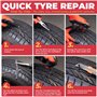 GADLANE Kit de réparation de pneus sans chambre à air – Kit de réparation de pneu plat de 7 pièces pour voiture, moto, camion, V