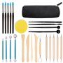 Kurtzy Outils de Poterie Sculpture Argile Polymère - 25 pièces à Double Extrémité avec Étui de Rangement - Kit de Poterie Cérami