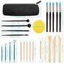 Kurtzy Outils de Poterie Sculpture Argile Polymère - 25 pièces à Double Extrémité avec Étui de Rangement - Kit de Poterie Cérami