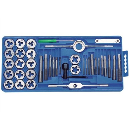 Perel HTDS40 Lot de 40 tarauds et filières