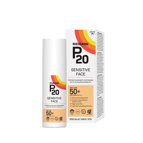 P20 Sensitive Face SPF50+ Crème de protection UV | 50 grammes | Anti-âge – Non gras | Très efficace | Protège le visage contre l