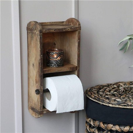 Chic Antique Porte-rouleau de papier toilette mural en forme de brique en bois