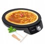 Huslog Crêpière Électrique 1200W, Ø29 cm, Revêtement Antiadhésif, Température Réglable, Bord Relevé, avec Spatule Bois et Répart