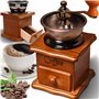 Retoo Moulin àcafé manuel vintage en bois vieilli avec réglage de l'engrenage réglable pour la maison le bureau et les voyages M