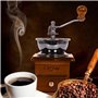 Retoo Moulin àcafé manuel vintage en bois vieilli avec réglage de l'engrenage réglable pour la maison le bureau et les voyages M