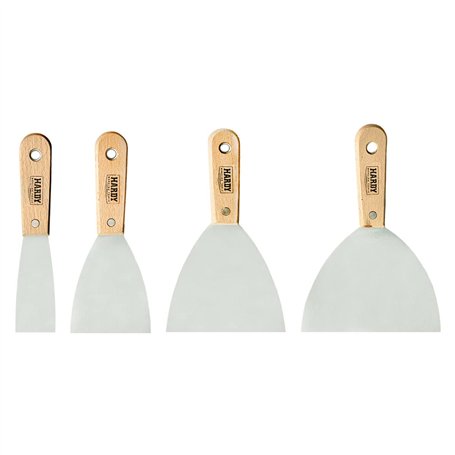 HARDY Spatules de Peinture en Acier Inoxydable de Haute Qualité Pour Colle de Gypse Lissage des Bords Jeu de 4 Spatules de Préci