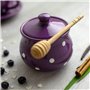 City to Cottage | Sucrier Pot de sucre | violet à pois blancs en céramique avec couvercle fait et peint à la main