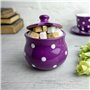 City to Cottage | Sucrier Pot de sucre | violet à pois blancs en céramique avec couvercle fait et peint à la main