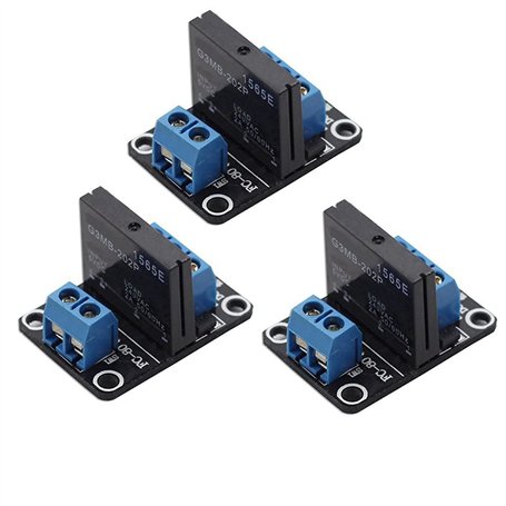 Aihasd 3 pièces DC 5V 1 canal SSR G3MB-202P Carte de module de relais statique Haut niveau avec fusible résistif pour Arduino