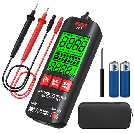 BSIDE Multimètre numérique intelligent A1 Testeur de tension de poche Testeur de tension 3 résultats Plage automatique Détecteur