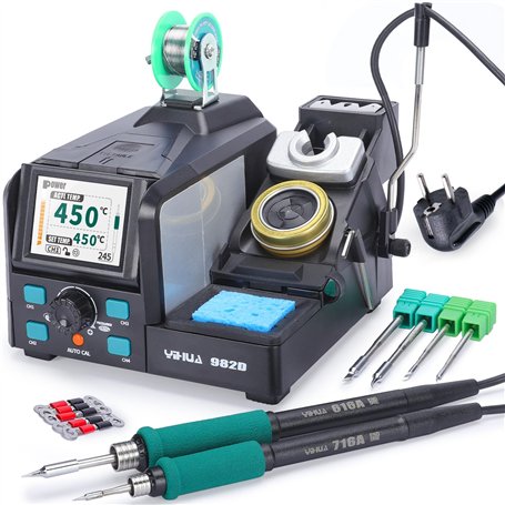 YIHUA 982D Station de soudage de précision avec 3 pointes de fer à souder C210 et 3 pointes de soudure C245