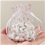 50Pcs Sachet Organza Pochette Dragée Baptême Communion Confirmation Blanc Doré Motif Colombe Croix Ange pour Cadeau Invité Bonbo