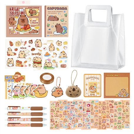 DVDGSC Coffret Scolaire Kabibara Capybara pour Filles : Ensemble de Papeterie Kawaii avec stylos