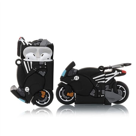 Derhom en Silicone Airpods Couverture Mignonne Drôle Compatible pour Apple Airpods 1 et 2 [Drôle Drôle Série] (Moto)