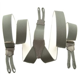 Bretelles à Boutons et Tresses Gris Unies - Bretelles larges vintage - Longueur 120 cm Largeur 3