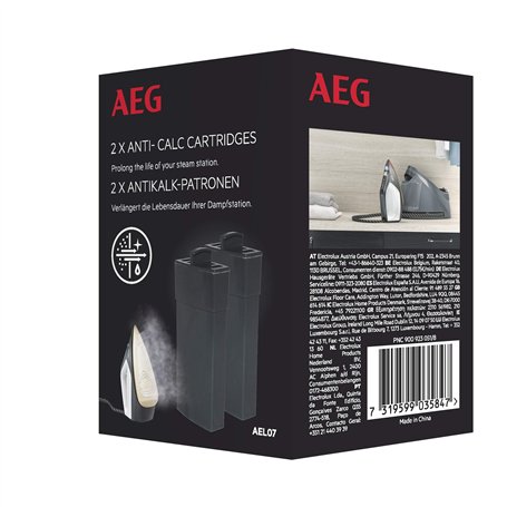 AEG AEL07 Lot de 2 cartouches anticalcaire pour station de repassage vapeur ST7 et ST8 (prévention de la calcification